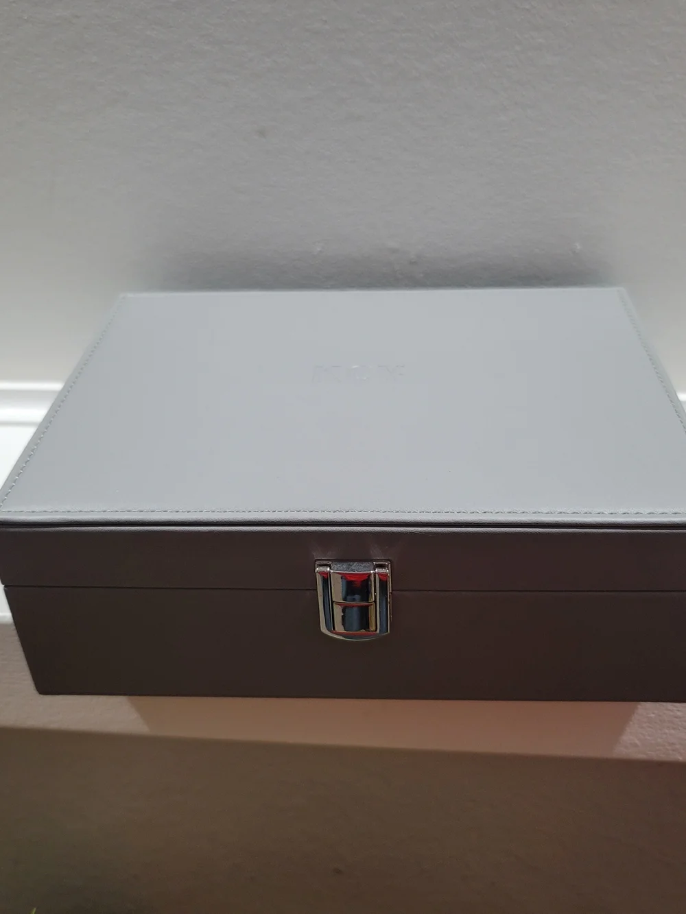 KCY Jewelry Box 2 Layers Large Jewelry Organizer Box Gray Cream